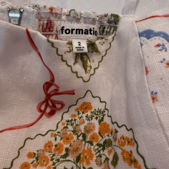 Reformation White Floral Camisole with Blue and Red Accents - Picture 3 of 6